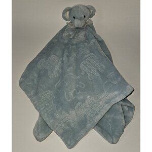 Thro Blue Elephant Lovey Embossed Animals Large 28"x28" Soft Fleece